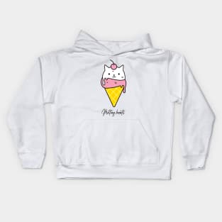 Melting hearts cat doodle Kids Hoodie